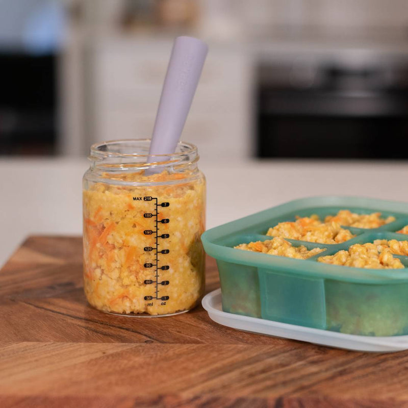 ABC Oatmeal stored in Haakaa Glass Jars and Silicone Freezer Tray