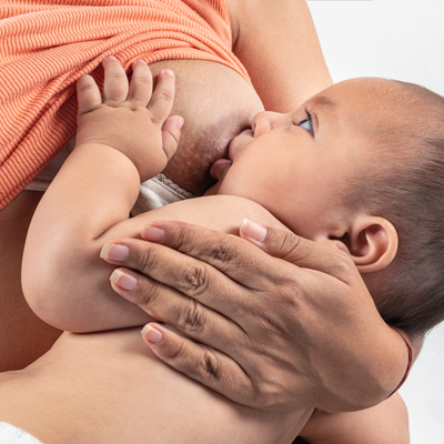 Baby breastfeeding comfortably