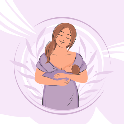 Illustration of a mother holding her baby