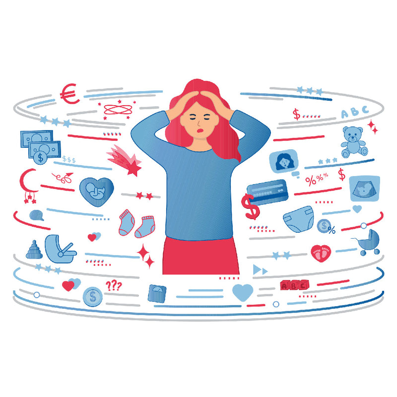 Illustration of a busy parent 