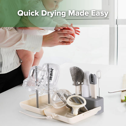 Clean & Dry Travel Bottle Brush Set - Cream & Slate