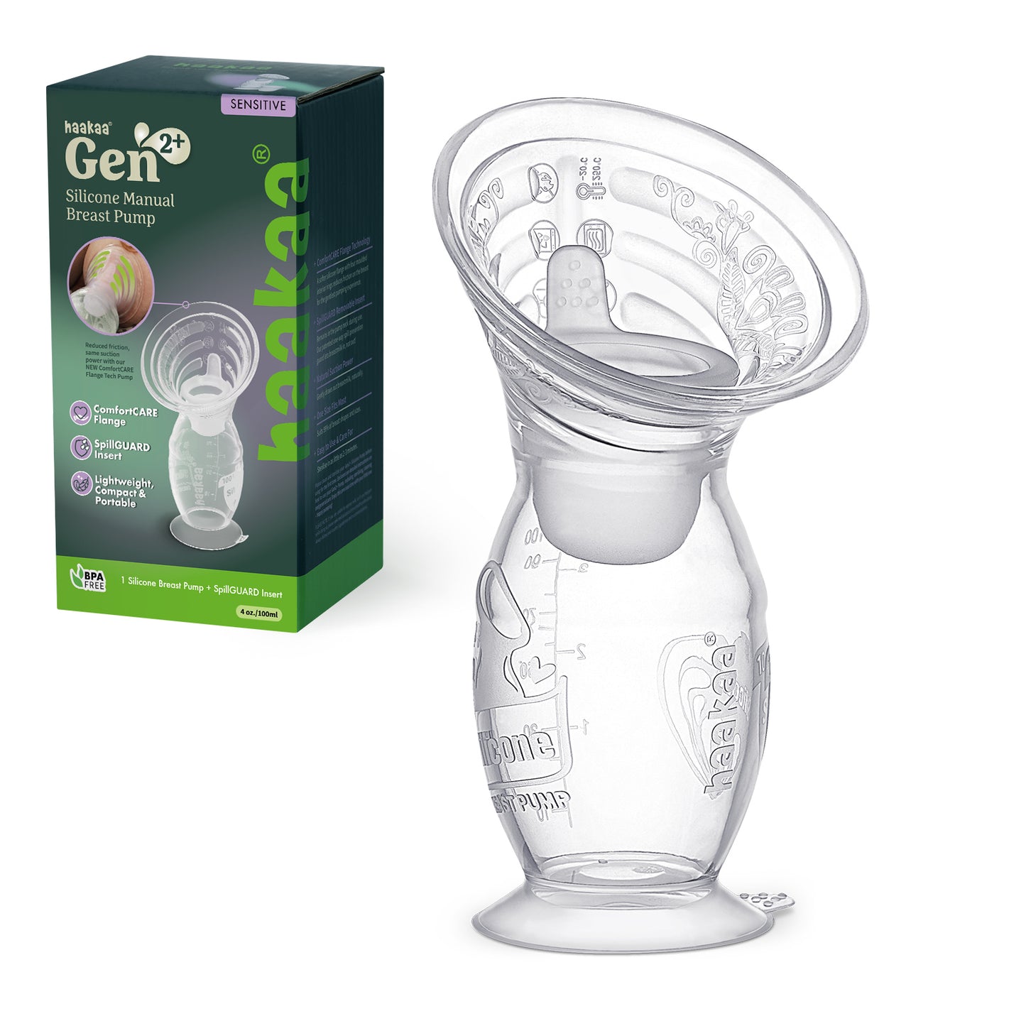 Gen. 2 Plus Silicone Manual Breast Pump + SpillGUARD Insert
