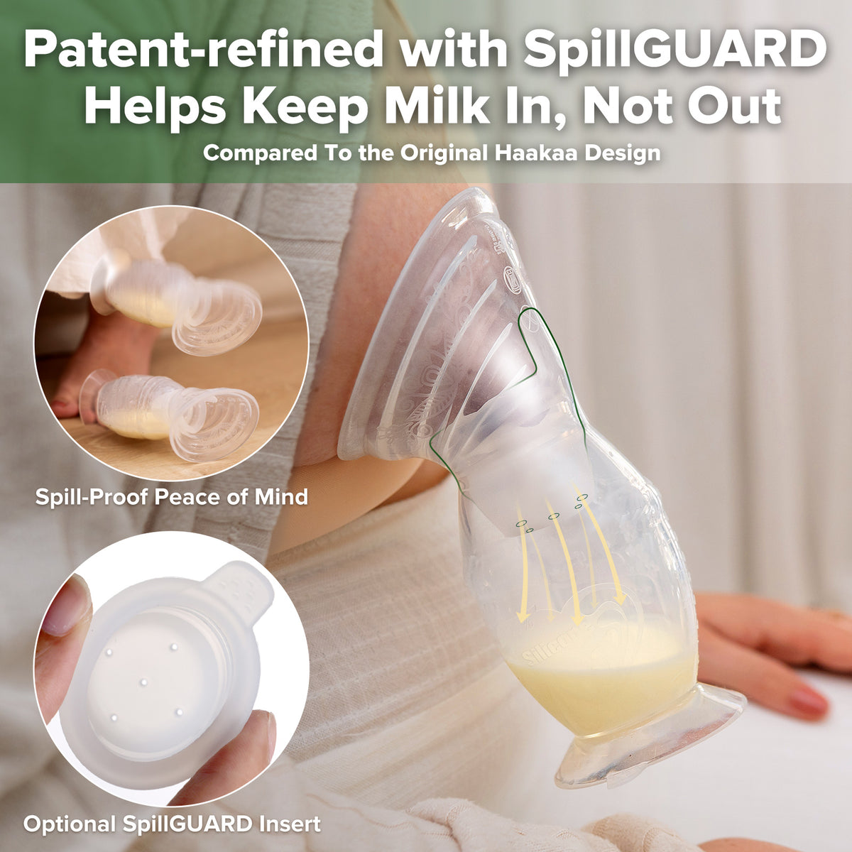 Gen. 2+ Silicone Manual Breast Pump + SpillGUARD Insert – Haakaa