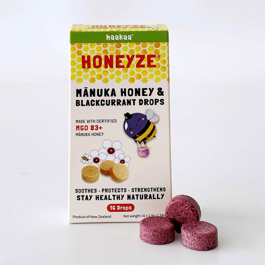 HONEYZE Manuka Honey & Blackcurrant Drops (16 Drops).