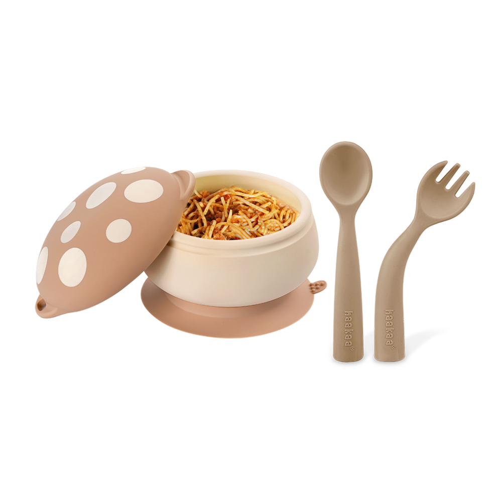 Silicone Mushroom Bowl & Bendy Cutlery Set