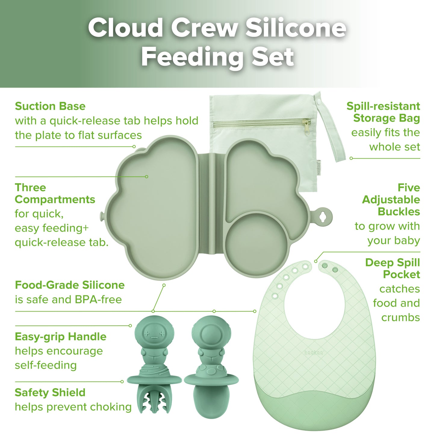 Cloud Crew Silicone Feeding Set