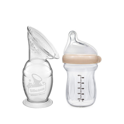Generation 2 Silicone Breast Pump (150ml) and Gen. 3 Glass Baby Bottle Combo (160ml) | Haakaa.